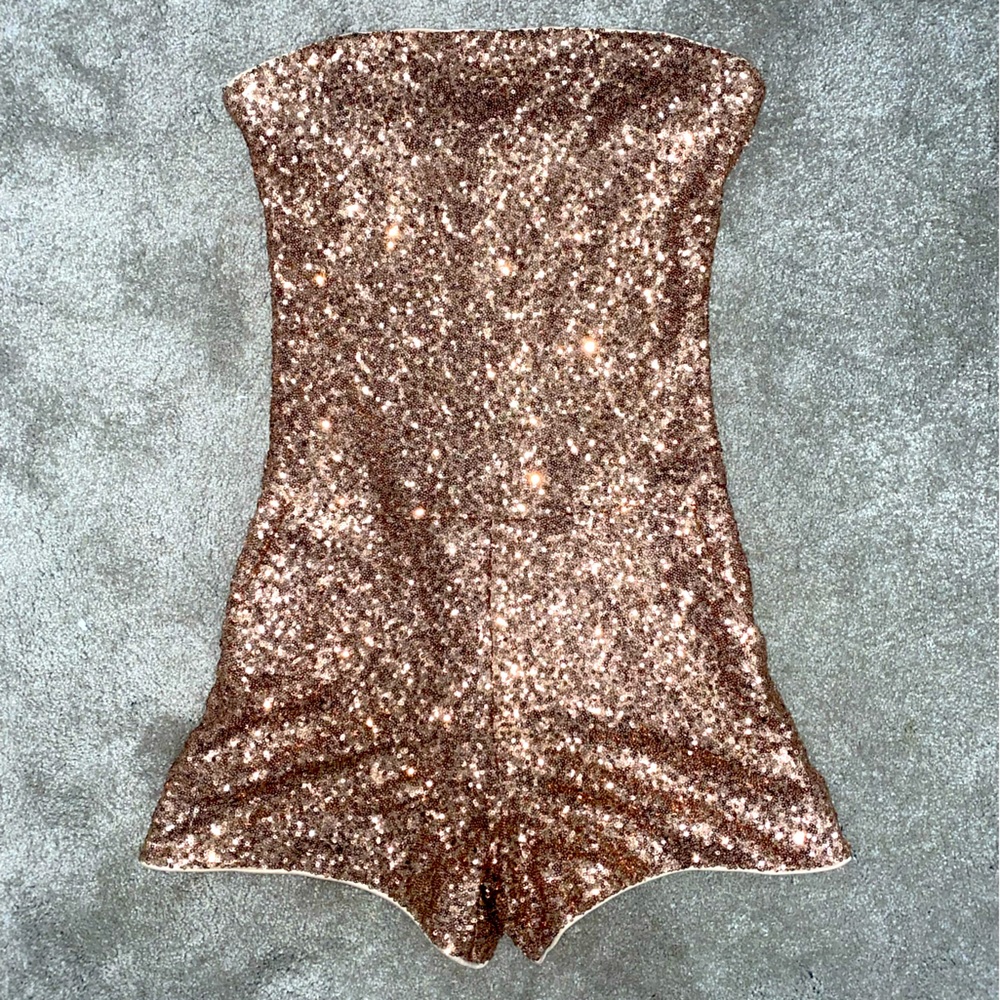 Bebe Rose Gold Sequin Party Jumper size M